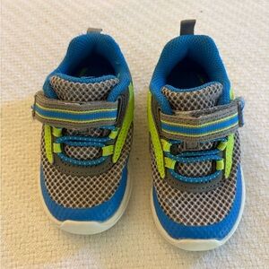 Kids Blue and Gray Sneakers with Velcro Straps